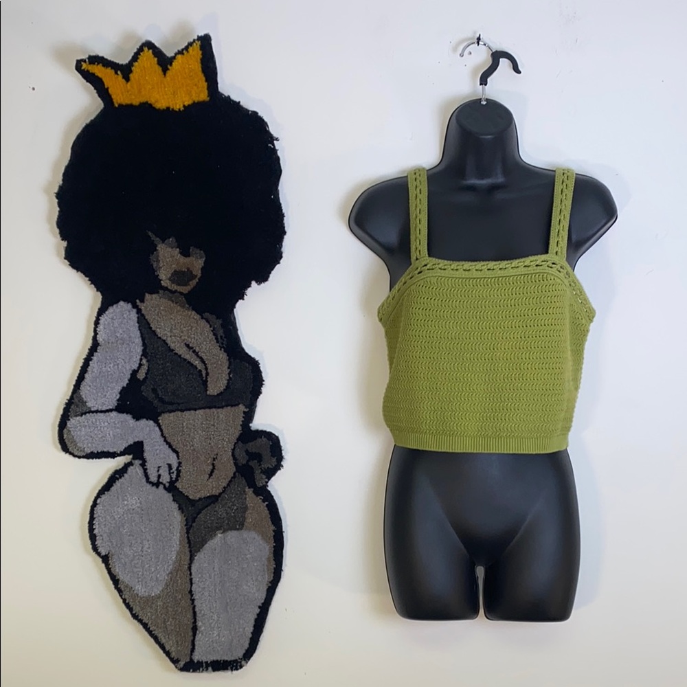 Rachel Zoe Olive Green Crochet Crop Top